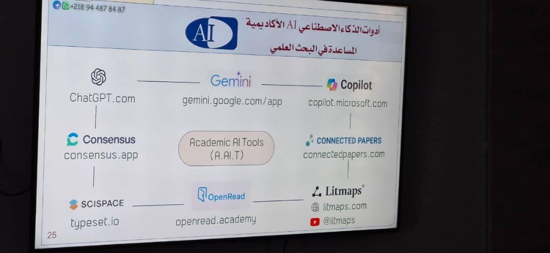 ورشة عمل، حول استخدام الذكاء الاصطناعي  في مجال البحث العلمي. (AI in Academic Reaseach)